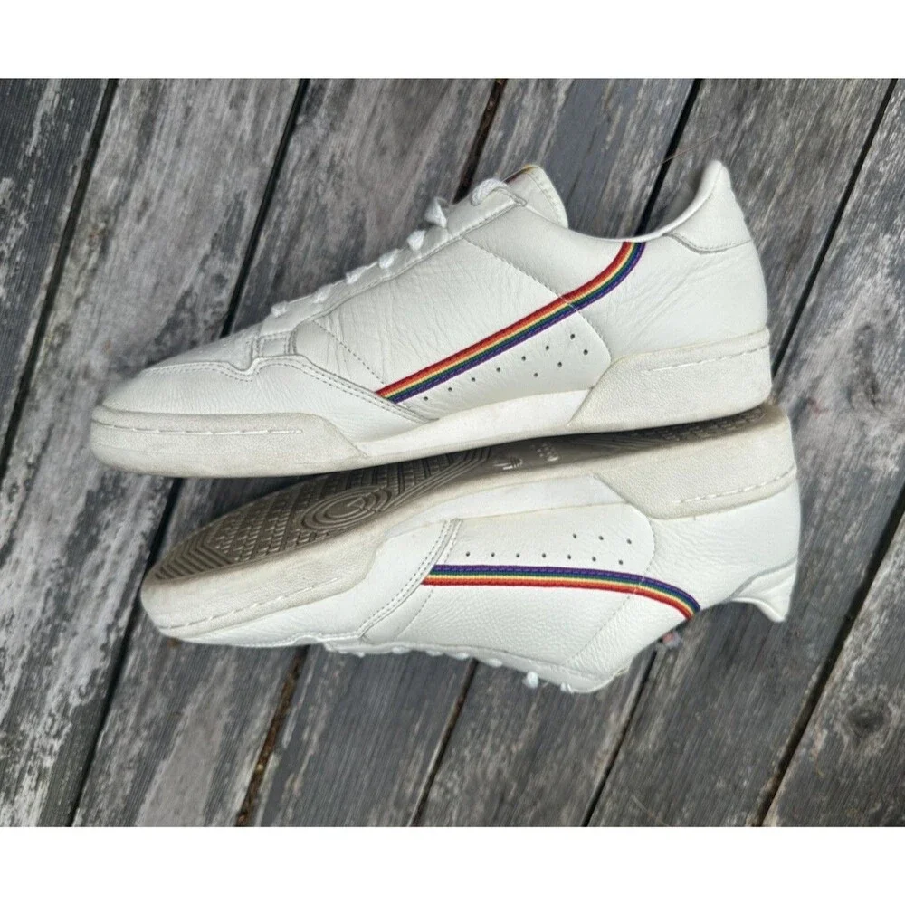 Adidas Continental 80 Pride Off-White Mens Size 11 Athletic Lace Sneakers EF2318